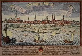 CittÃ . Amburgo in una stampa del sec. XVIII (Berlino, Archivio Kunst und Geschichte).Berlino, Archivio Kunst und Geschichte